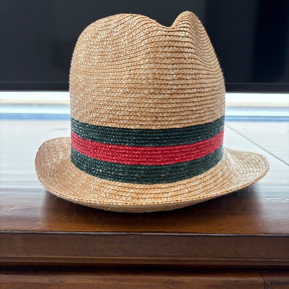 Gucci Straw Fedora with signature red and green web - Picture 1 of 5